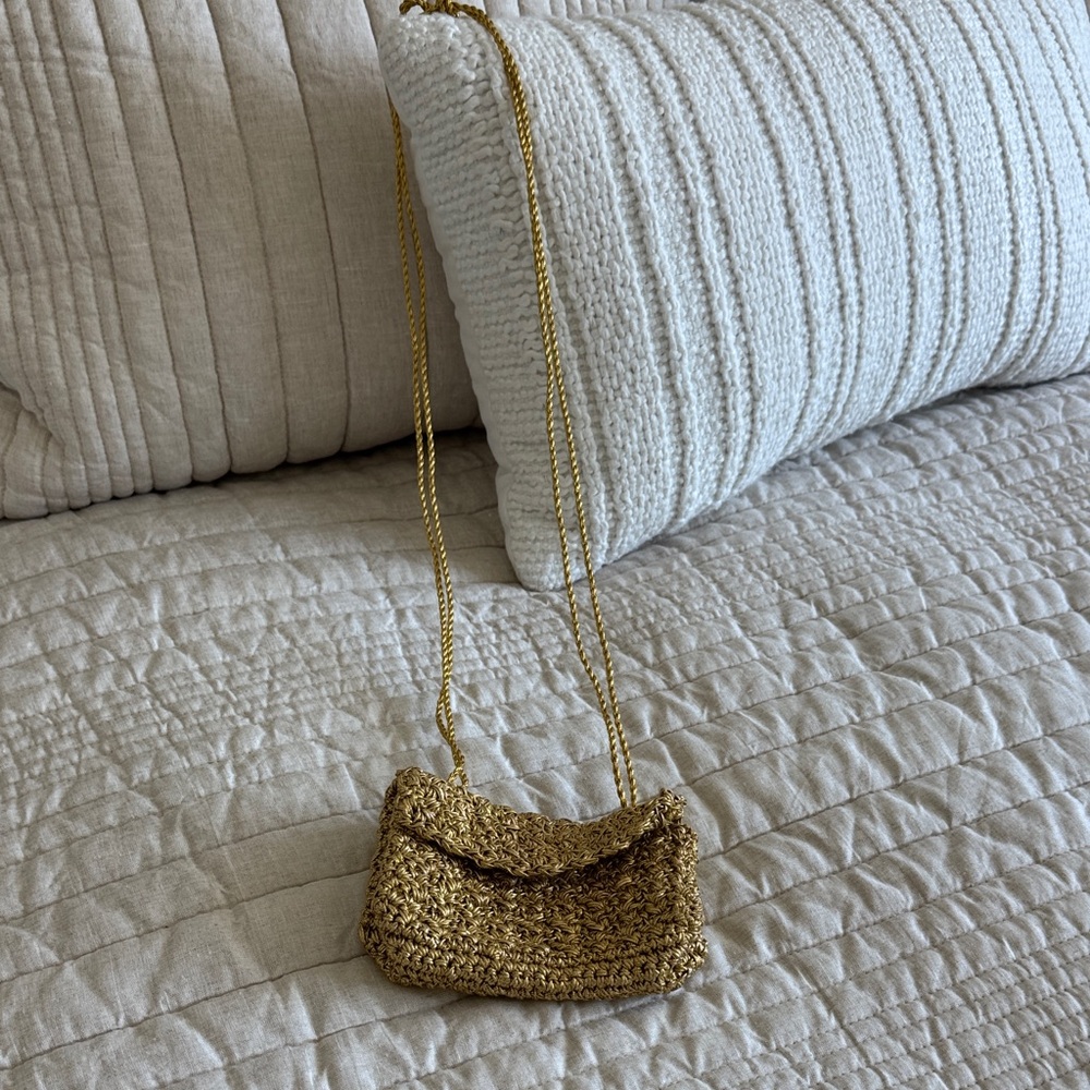 Gold Woven Crossbody Bag
